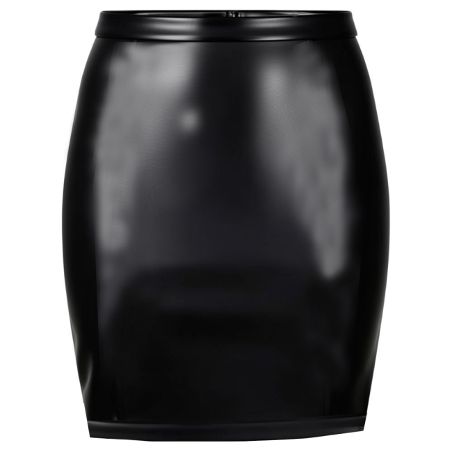 Womens Sexy Tight Miniskirt Lockable Zipper Closure PU Matte Leather Bodycon Skirts Female Sheath Short Skirts Club Party Wear