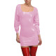 Vintage PVC Shiny Square Collar Mini Dress for Women Long Sleeve Elegant Bodycon Vestidos Sexy Night Dress Glossy Leather Outfit