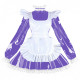 Sissy PVC Shiny Leather Maid Servant Uniform Lockable A-line Ruffles Lace Cosplay Maid Dress with Apron Halloween Party Outfits