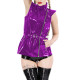 Vinyl PVC Leather Punk Stand Collar Belted Jackets for Womens Sleeveless Zipper Vest Coats Club Casual Wetlook Waistcoat Tops
