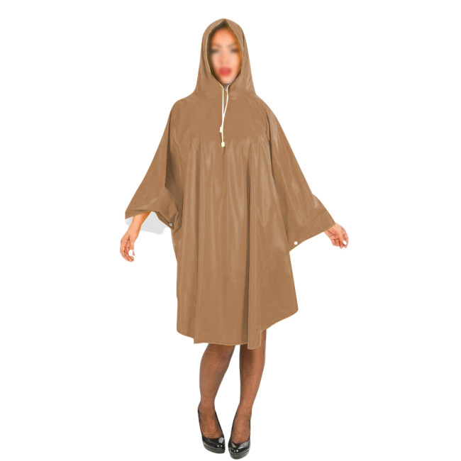 Sexy PVC Wetlook Leather Women Long Cloak Hooded Raincoat Batwing Long Sleeve Solid Color Midi Capes Loose Ponchos Coat Clubwear