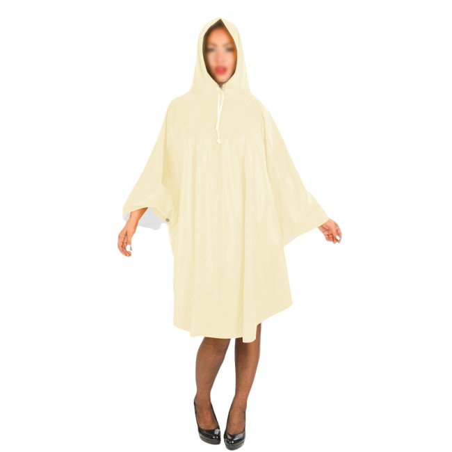 Sexy PVC Wetlook Leather Women Long Cloak Hooded Raincoat Batwing Long Sleeve Solid Color Midi Capes Loose Ponchos Coat Clubwear