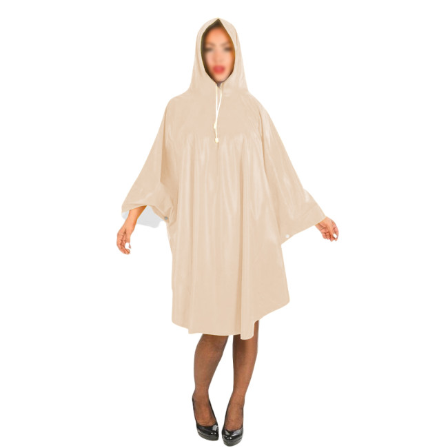 Sexy PVC Wetlook Leather Women Long Cloak Hooded Raincoat Batwing Long Sleeve Solid Color Midi Capes Loose Ponchos Coat Clubwear