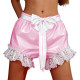 Wetlook Lolita PVC Leather Shorts Unisex Adult Ruffled Lace Mini Pumpkin Bloomers Party Cosplay Accessory Bows Loose Hot Pants