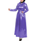Plus Size Gothic Hooded Long Dress Full Sleeves Pockets Wetlook Trench Coat with Belt Womens PVC Shiny Maxi Jacket Overcoat Tops