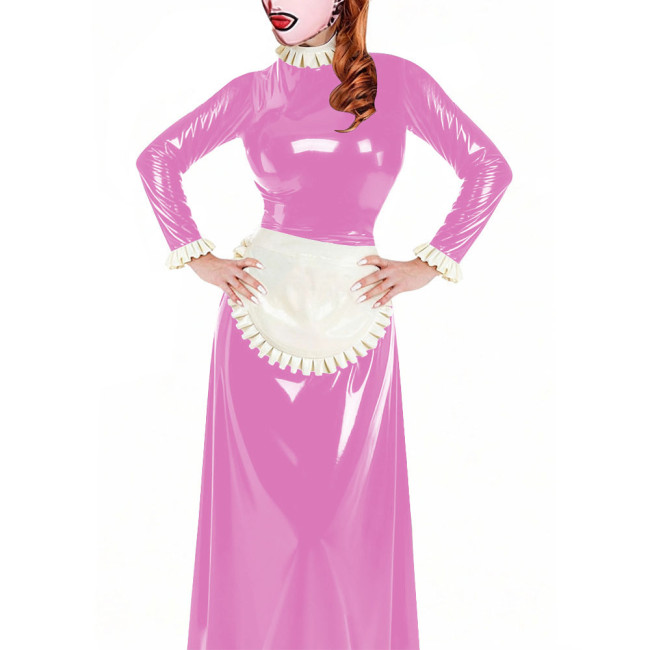 Halloween Cosplay French Maid Long Dresses Long Sleeves Apron Maid Role Play A-line Dress Crossdressering Lolita Maid Outfits