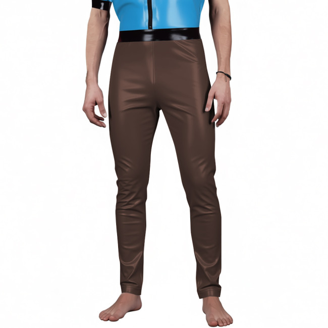 Mens New Vinyl PVC Leather Pants Male Casual Stretch Slim Pencil Pant Wetlook High Waist Trousers Sexy Stage Leggings Clubwear