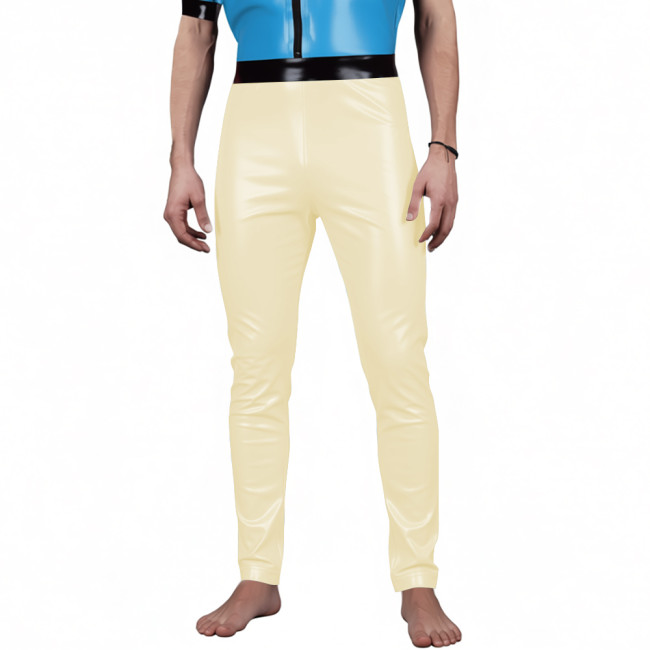 Mens New Vinyl PVC Leather Pants Male Casual Stretch Slim Pencil Pant Wetlook High Waist Trousers Sexy Stage Leggings Clubwear