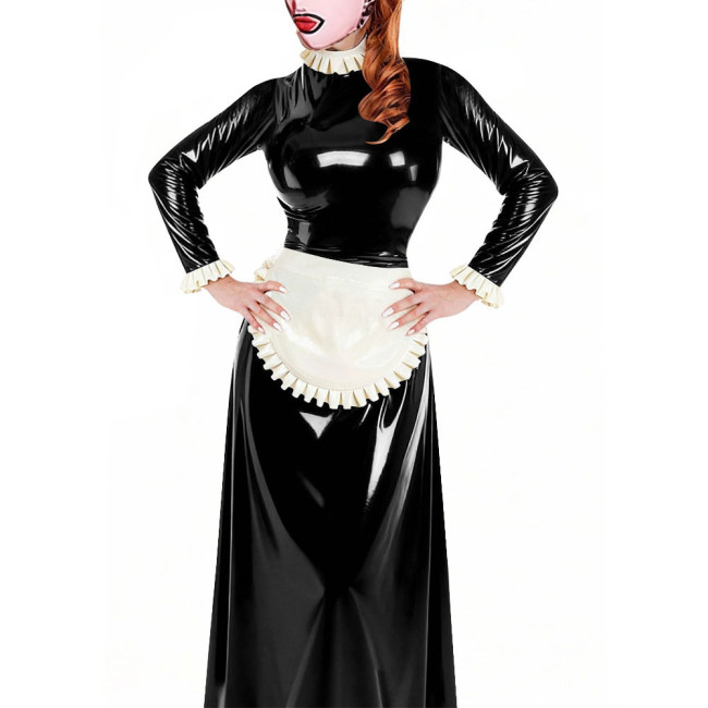 Halloween Cosplay French Maid Long Dresses Long Sleeves Apron Maid Role Play A-line Dress Crossdressering Lolita Maid Outfits