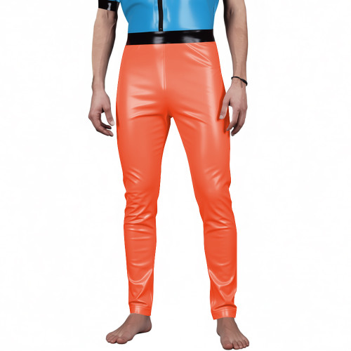 Mens New Vinyl PVC Leather Pants Male Casual Stretch Slim Pencil Pant Wetlook High Waist Trousers Sexy Stage Leggings Clubwear