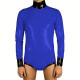 Rave Party Jumpsuit for Men Wetlook PVC Leather Rompers Clubwear Long Sleeve Patchwork One Piece Bodysuit Sissy Cosplay Zentai