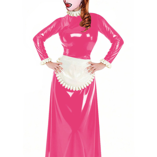 Halloween Cosplay French Maid Long Dresses Long Sleeves Apron Maid Role Play A-line Dress Crossdressering Lolita Maid Outfits