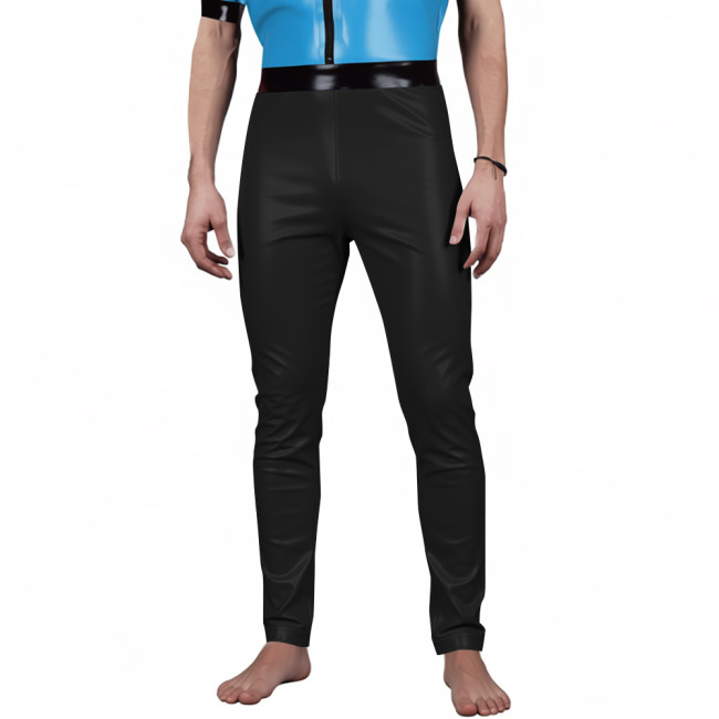Mens New Vinyl PVC Leather Pants Male Casual Stretch Slim Pencil Pant Wetlook High Waist Trousers Sexy Stage Leggings Clubwear