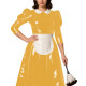 Classic Lolita Long Maid Dress with Puff Sleeve Revelry Party French Maid Cosplay Dress Outfits PVC Shiny Leather Maid Uniforms
