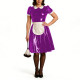 Puff Short Sleeve Party Maid Uniforms Vinyl PVC Leather Doll Collar Sweet Knee-lenght Dress with Apron Crossdressering Outfits