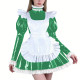 Sissy PVC Maid Lolita High Neck Mini Dress with Puff Sleeve Fetish Lockable Cosplay Pleated A-line Dress Party French Outfits