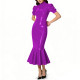 Glossy PVC Leather Turtleneck Midi Mermaid Dress for Womens Shiny Elegant Party Formal Flared Hem Dresses Gown Female Vestidos