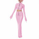 Exotic Shiny Latex-look 2-Piece Set PVC Leather Zipper Full Sleeve Crop Jacket High-Waisted Maxi Skirt Womens Club Party Outfit