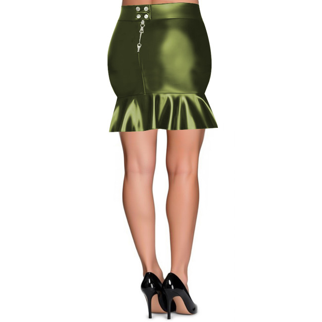 Plus Size Fashion Lockable Mini Pencil Skirts Womens High Waist Sexy PU Matte Leather Short Skirt Party Club Straight Miniskirt