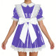 Lockable Shiny French Maid Mini Dress Sissy Lace Ruffles Bowknot Short Sleeve PVC A-line Dress Lolita Party Cosplay Uniforms 7XL