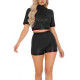 Womens Sexy Polka Dot Print Shorts Set for Clubwear Short Sleeve High Neck Crop Top and High Waist Hot Pant Party Two Piece Suit