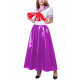 Womens Party Sailor Style Pleated Maxi Dress Vinyl PVC Leather Bow Patchwork A-line Dresses Sissy Shiny Anime Cosplay Costume