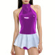 Sexy PVC Patent Leather Ruffles Bodysuit Club Halter Backless Glossy One-Piece Leotard Womens Clothing Party Sleeveless Rompers