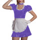 Women Sissy Ruffles Maid Uniforms Lockable French PVC Shiny Leather Maid Dress Outfits Crossdress Party Club Roleplay Costume