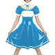 Fetish Latex-look PVC French Mid Maid Dress Puff Short Sleeve Ruffle High Collar Party A-Line Dress Halloween Cosplay Outfit