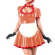 Novetly Sexy Ruffle Trim Mini Dress Wetlook PVC Hollow A-line Pleated Dress with White Apron for Carnival Party Role Play Outfit