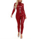 Womens Sexy Snake Skin Prints Slim Catsuit Plus Size Nightclub Pole Dance Jumpsuit Zippers Front Open Crotch Rompers Wetlook 7XL