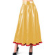 Sissy Glossy PVC Leather Pleated Maxi Skirt Shiny Wet Look High Waist Flared A-Line Long Skirt with Ruffled Hem Nightclub Outfit