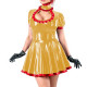 Sissy Sexy Ruffles High Neck A-line Mini Dress Vinyl PVC Leather Hollow Out Chest Short Flared Skater Dress for Party Outfits