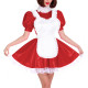 Lace Trim High Neck French Maid Dress Outfits Sissy Puff Short Sleeves Pleated Mini Maid Dress with Apron Themed Parties Costume