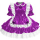 Womens Sissy Ruffles PVC Shiny Leather Maid Mini Dress Outfit Unisex Party Peter Pan Collar Pleated Dress Carnival Fancy Dress
