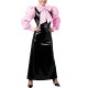 Women's Vintage Style Puff Sleeve Bow Long Dress Laides Glossy PVC Patchwork Slim Dresses Fetish Clubwear Evening Party Costume