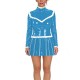 Women‘s Ruffles High Neck Mini Dresses PVC Shiny Long Sleeves Slim and Pleated Bodycon Dress Female Glossy Party Club Vestidos