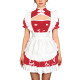 Sissy Theme Party Mandarin Collar Mini Maid Dress with Apron Wetlook PVC Maid Uniform Halloween Role Play Cheongsam Maid Costume