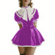 Sissy Womens Lolita Mini Sailor Dress Puff Sleeve A-line PVC Shiny Dress with Contrast Trim Themed Party Cosplay Short Dresses
