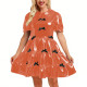 PVC Shiny Sissy Tiered Mini Dress Peter Pan Collar Puff Sleeve Swing Dress with Black Bows Party Lolita Style Cosplay Outfit