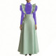 Women's Two-Piece Glossy PVC Skirt Outfit Fashion High Neck Puff Sleeve Top with Ruffled Suspender Maxi Skirt Ladies Streetwear