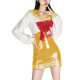 Womens Anime Sailor Dress Sets Shiny PVC Bodycon Mini Sling Dress and Long Sleeve Crop Top with Big Red Bow Cosplay Party Outfit