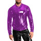 Trendy Shiny Leather PVC High Street Jacket  Mens Glossy Wet Look Long Sleeve Zip-up Jacket Fashion Nightclub Coats Clubwear