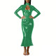 Shiny PVC Leather Mermaid Dress High Neck Keyhole Cutout Zipper Bodycon Midi Dress Womens Sexy Formal Outfit Plus Size Clubwear