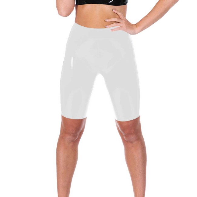Women's Plus Size Shiny PVC High-Waisted Shorts with Pockets Casual Glossy Leather Hot Pants for Everyday Wear Weekend Outings