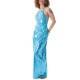 Womens Halter Neck Backless Maxi Dress Sexy Ruched Slim Gown Metallic High Shine Formal Dress Perfect for Evening Parties Prom