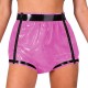 Adult Baby Diaper Pants Sexy Glossy Double Zipper Patchwork Shorts Masquerade Panites Underwear Wet Look Underpants Diaper Cover