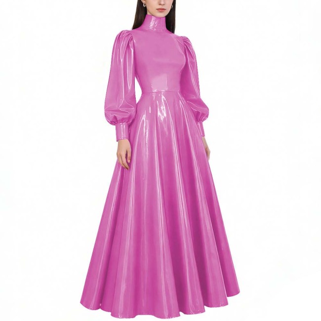 Copy Fashion Casual Square Collar Sleeveless Faux PVC Leather Long Dress Sexy Female Solid Color Straight Ankle Length Dress Vestidos