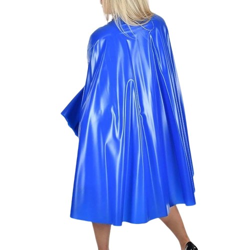 Sexy PVC Shiny Wetlook Women Long Cloak with Batwing Sleeve Zip-Up Vinyl Leather Loose Cape Plus Size Party Costume for Cosplay