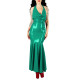 Women's Sexy PVC V-neck Mermaid Party Dress Vinyl Backless Halter Fetish Maxi Dress Glossy Wetlook Flared Hem Hip-hugging Dress